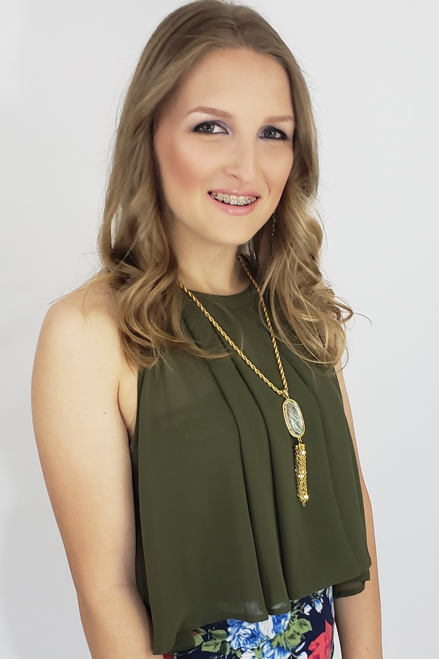 Nzie Swing My Way Chiffon Top in Olive