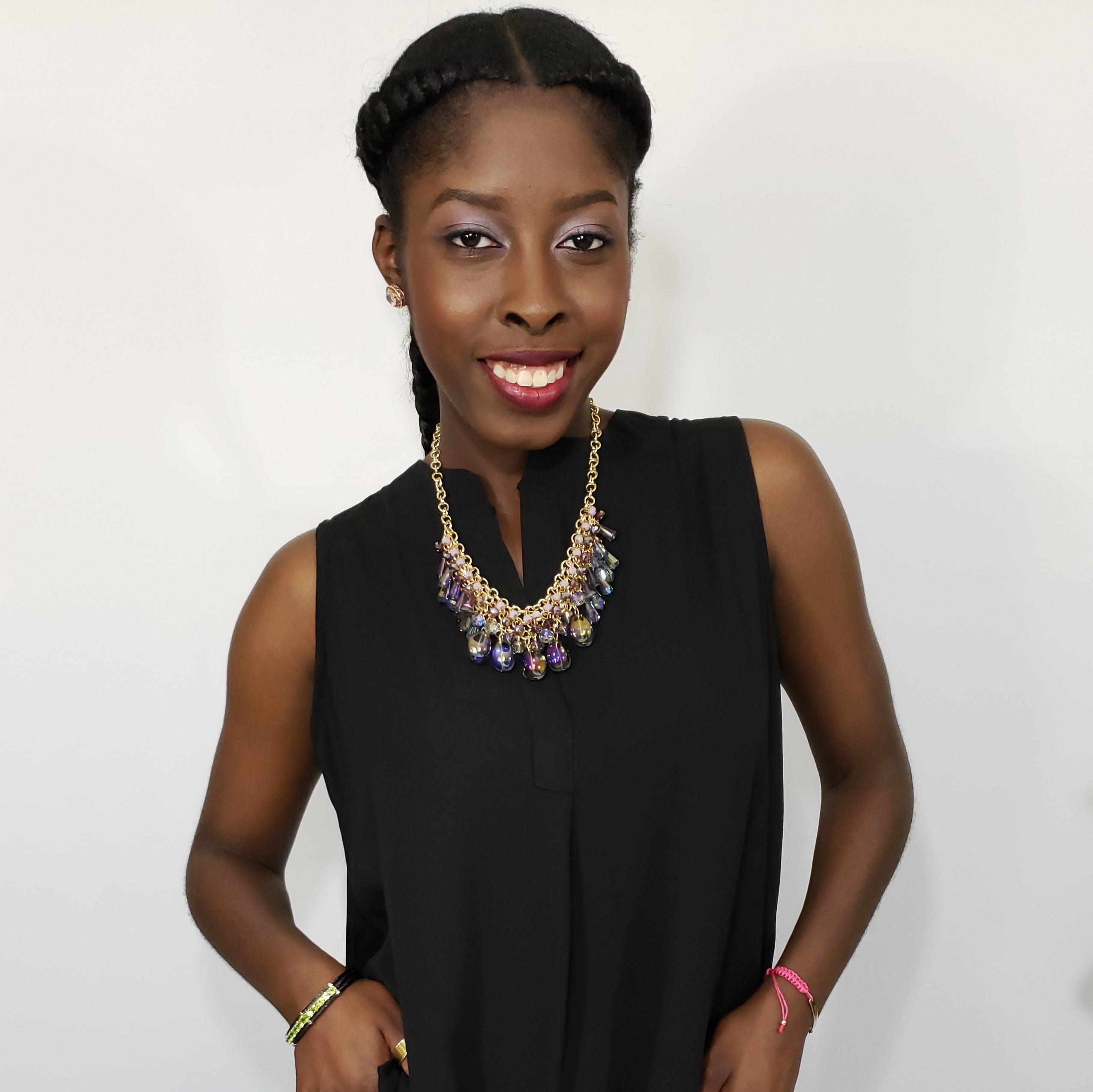 Taszeena Hi Low Split Neck Blouse in Black