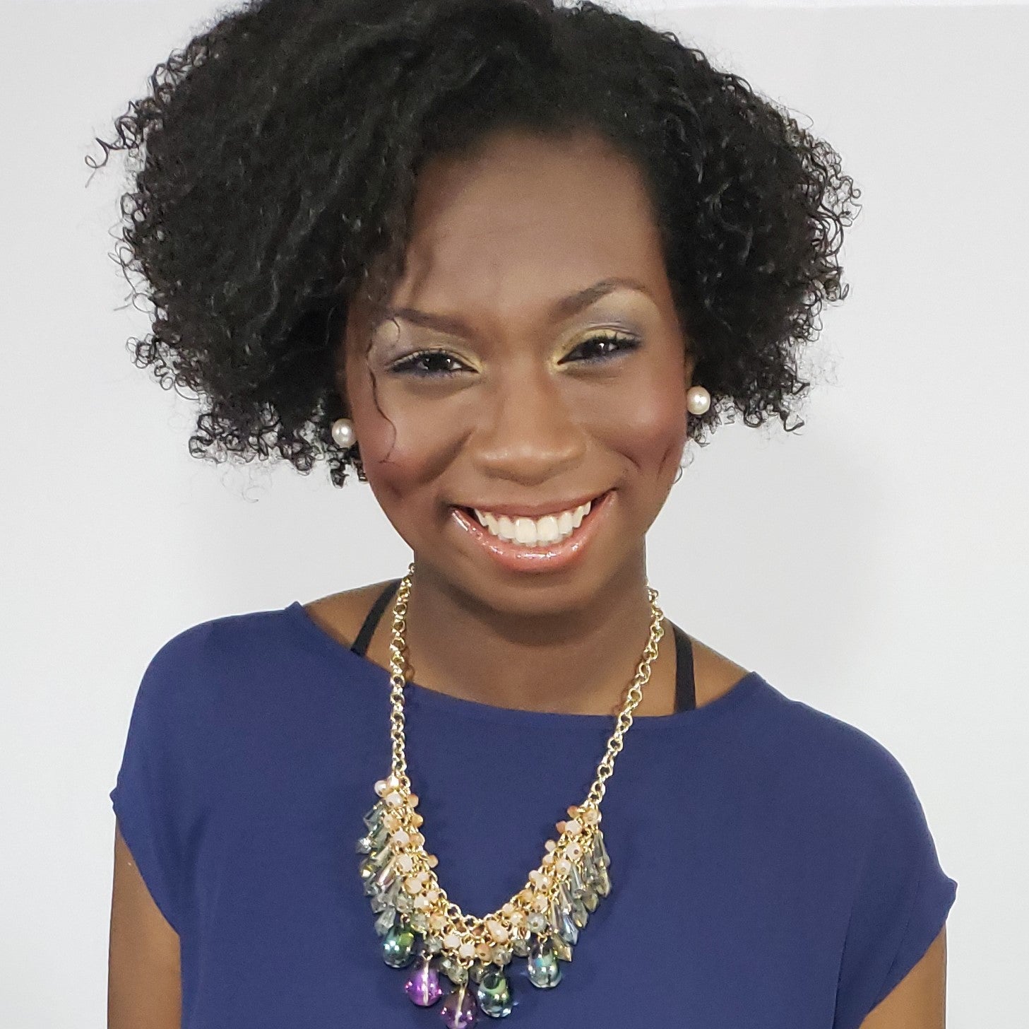 One to Own Multi Color Peach Magic Glass Bib Style Necklace