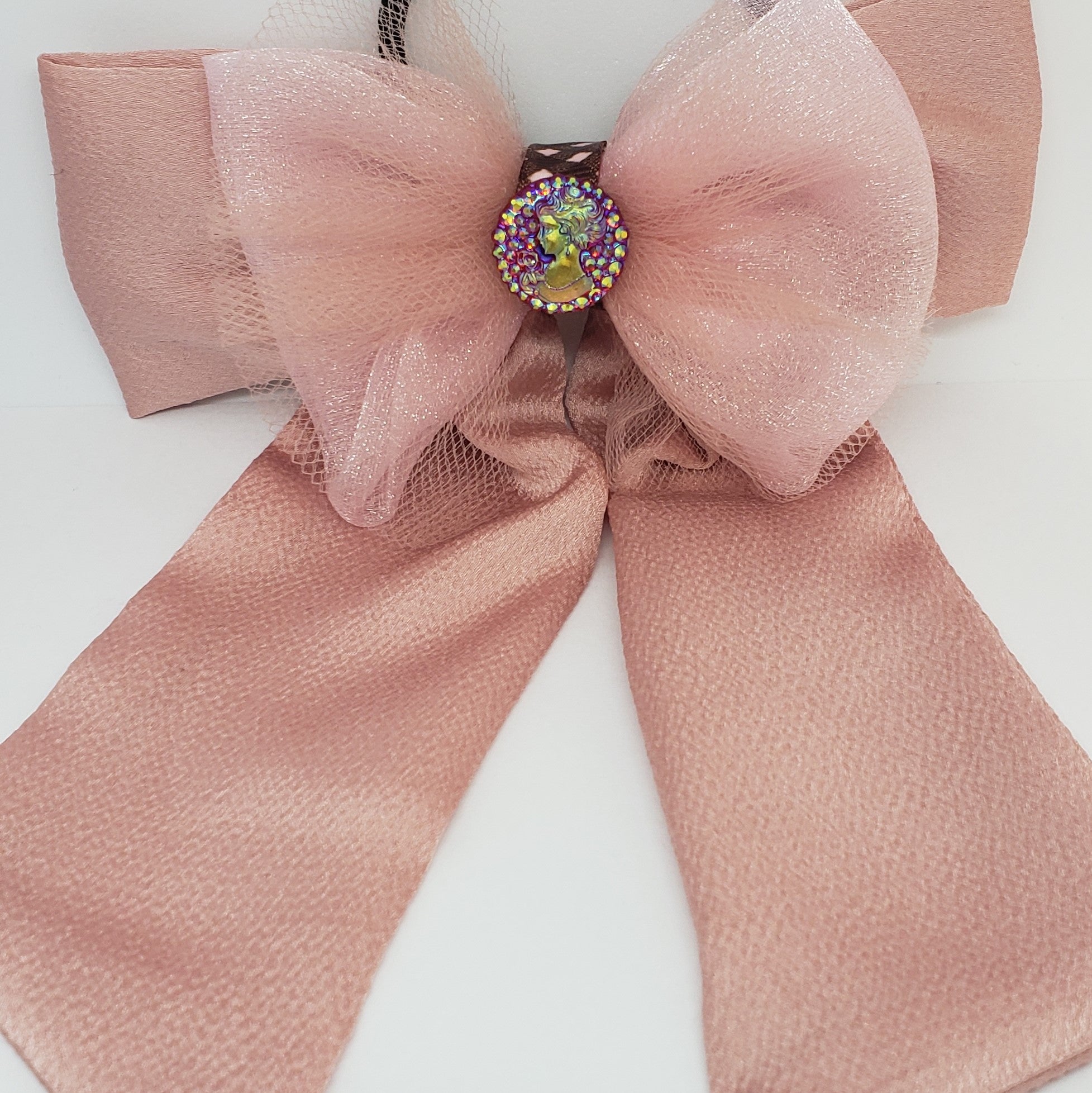 Kelsea Cameo Organza & Tulle Flowy Bow in Shades of Pink