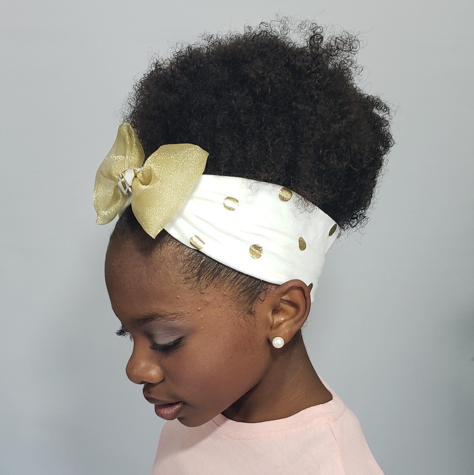 Kelsea Gold Rush Stretch Headband in Cream & Gold Foil