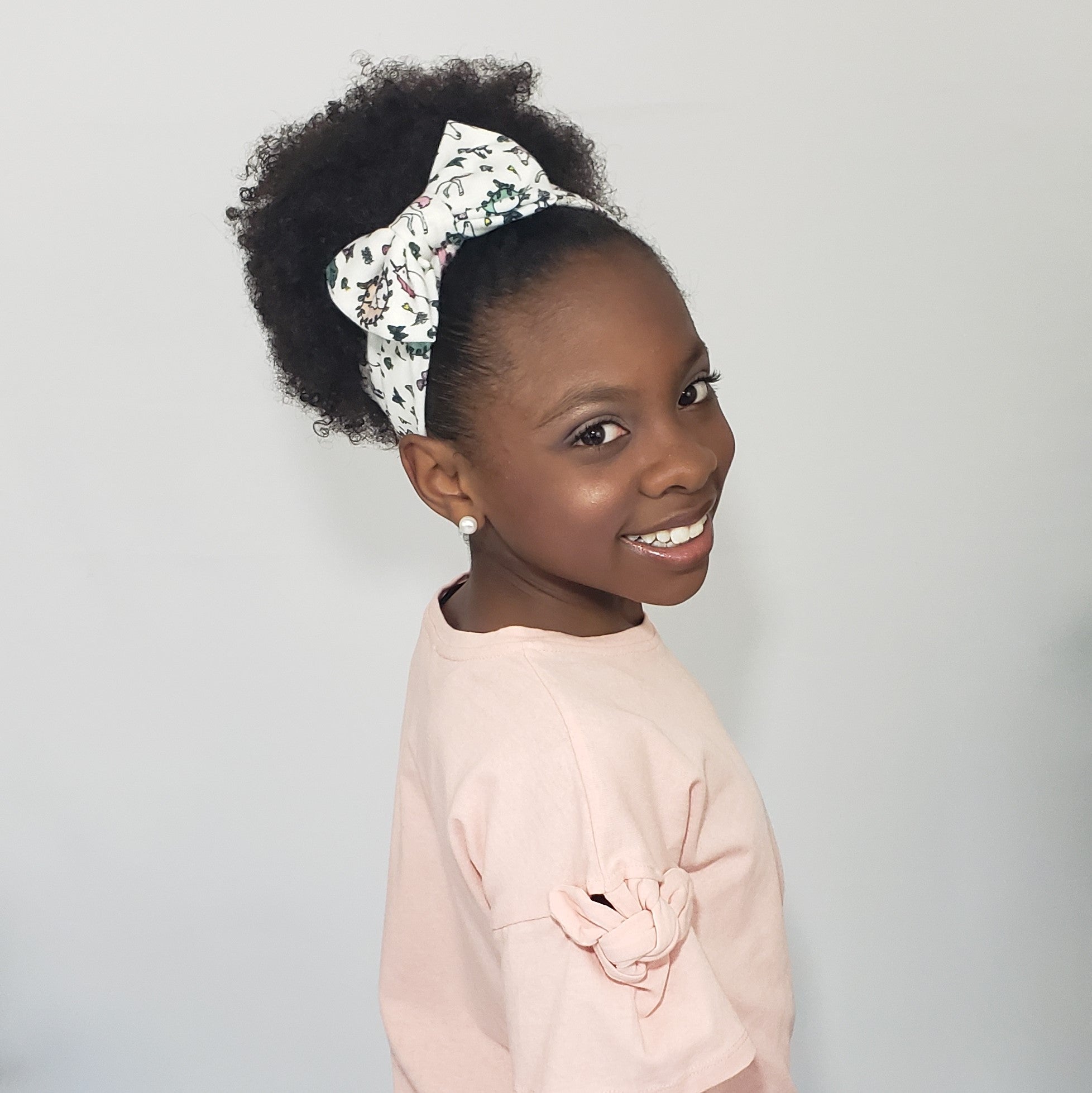 Makaya Butterflies & Unicorns Bow Detail Headband in Pink, White & Green