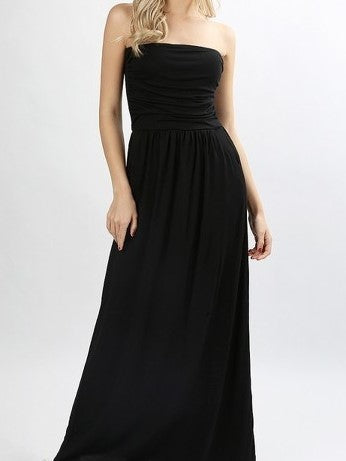 A Pocket Full of Delights Maxi Tube Dress in Black