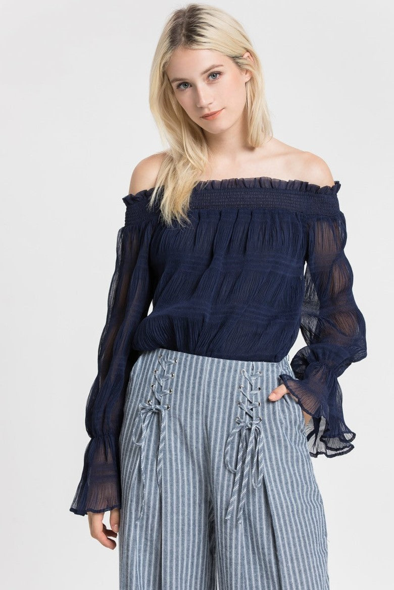 Such A Show-off Sheer Navy Top