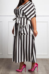 Miss Rivera Black & White Striped Fit & Flare Maxi - Houzz of DVA Boutique