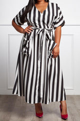 Miss Rivera Black & White Striped Fit & Flare Maxi - Houzz of DVA Boutique