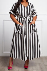 Miss Rivera Black & White Striped Fit & Flare Maxi - Houzz of DVA Boutique