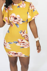 Spring Forward with Brittany Mustard Floral Dress - Houzz of DVA Boutique