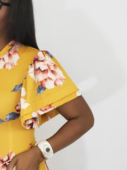 Spring Forward with Brittany Mustard Floral Dress - Houzz of DVA Boutique