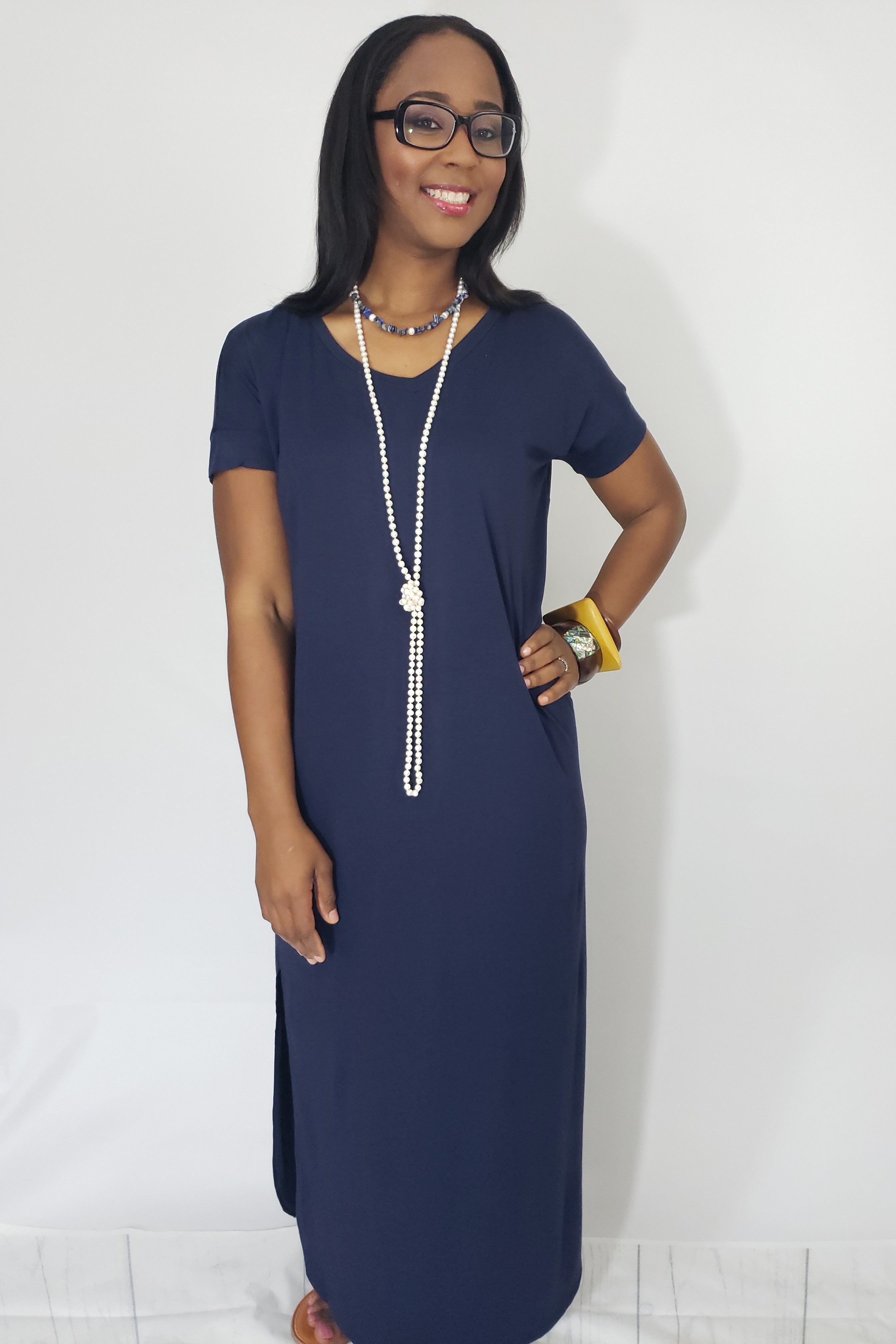 navy t shirt maxi dress Vero Moda Ava Lulu Long Dress Blue L Woman