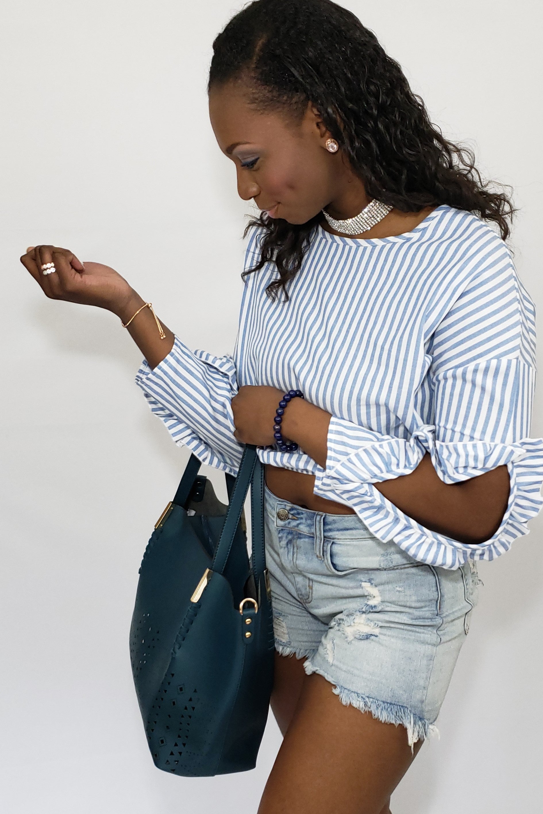 She’s Got Flair Cut-Out Ruffle Sleeves Blouse - Houzz of DVA Boutique