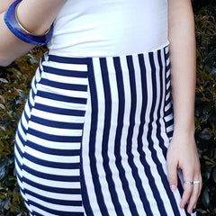 Two Way Street Navy and White Stretch Pencil Skirt - Houzz of DVA Boutique
