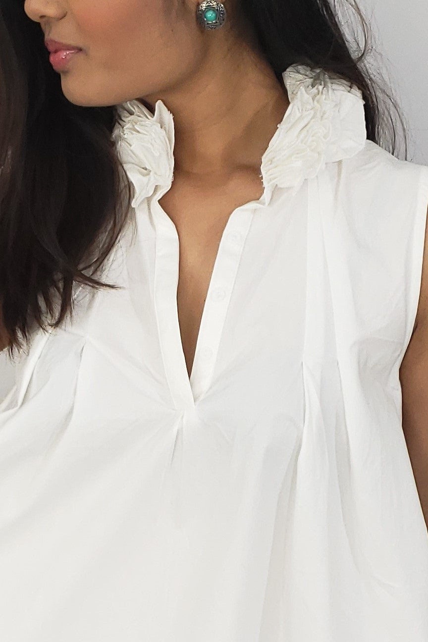 It’s A White Affair Sleeveless Mini Dress with Ruffled Collar - Houzz of DVA Boutique