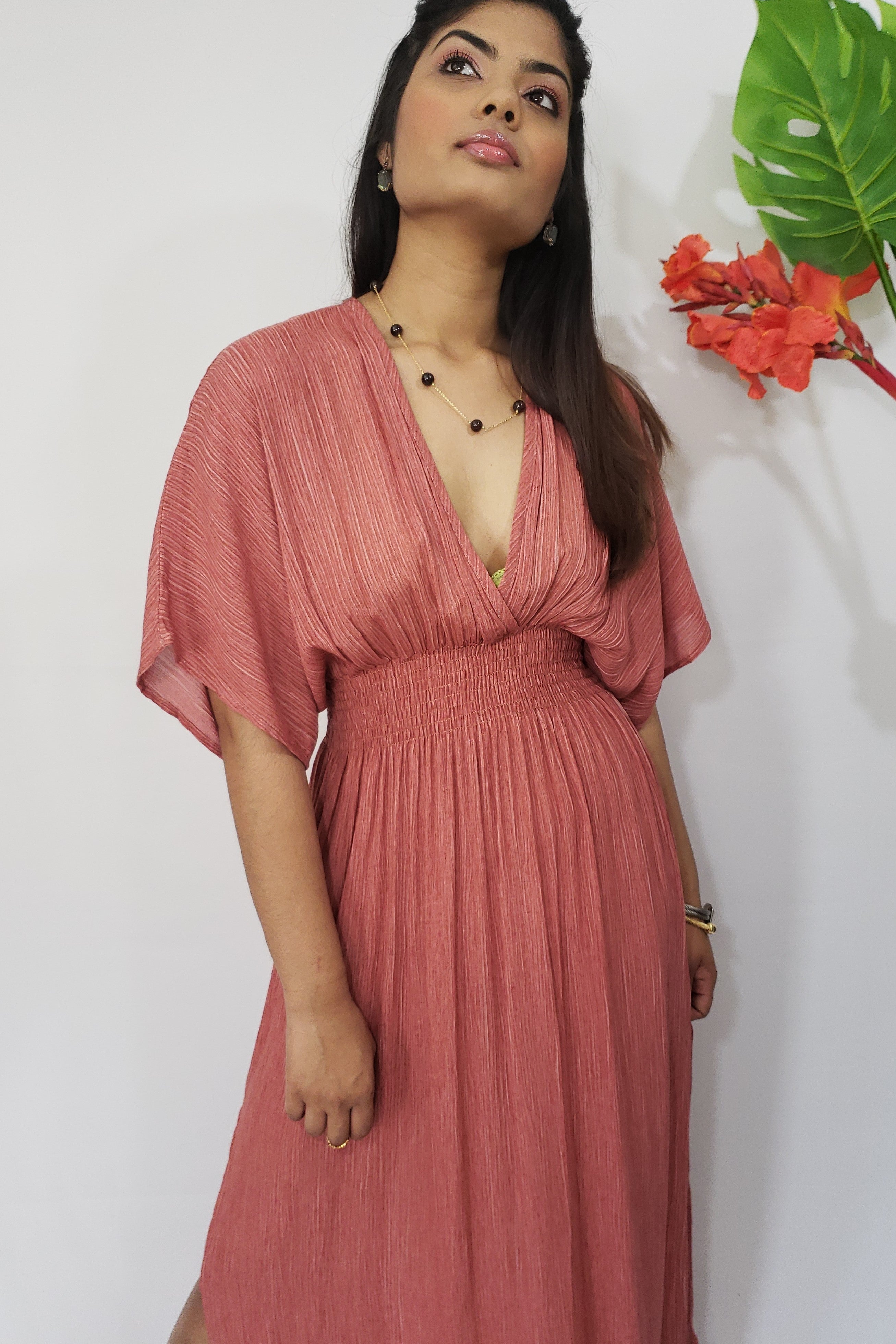 Uh Huh Honey Plunged V Neckline Maxi in Rust - Houzz of DVA Boutique