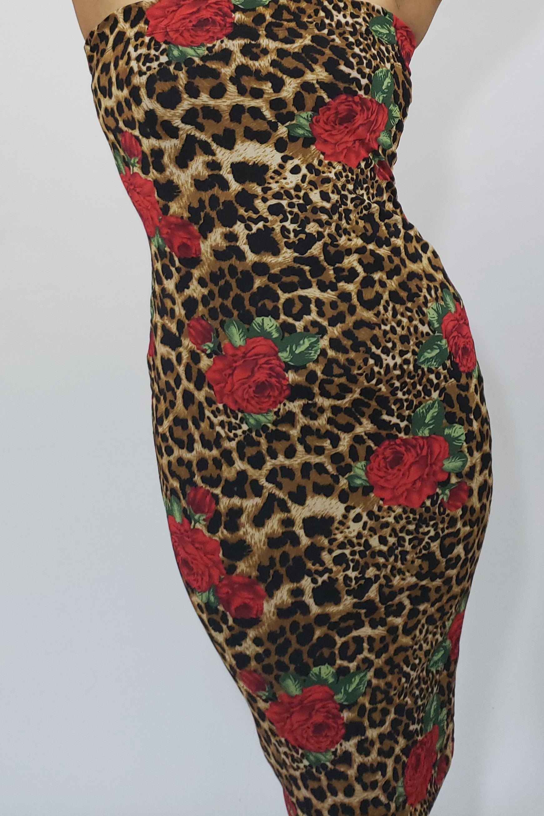 A Walk on "D" Wild Side Animal and Red Roses Midi Tube Dress - Houzz of DVA Boutique