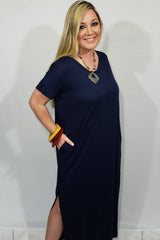 My T-Shirt Maxi Dress in Navy - Houzz of DVA Boutique