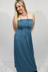 A Pocket Full of Delights Maxi Tube Dress in Titanium - Houzz of DVA Boutique