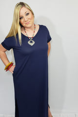 My T-Shirt Maxi Dress in Navy - Houzz of DVA Boutique