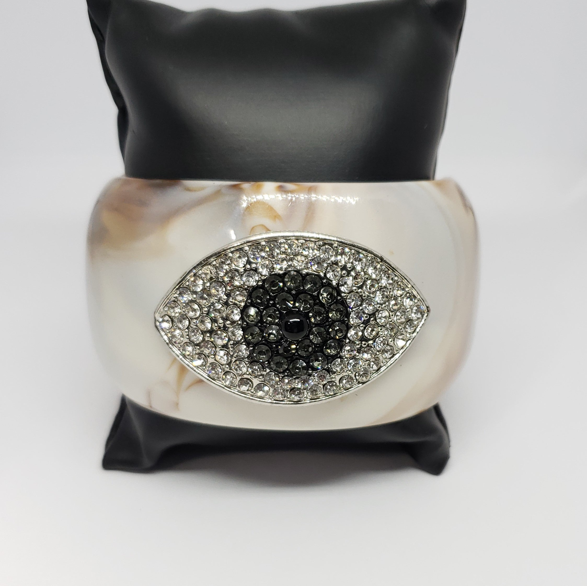 Evil Eye Crystals and Resin in Cream Cuff - Houzz of DVA Boutique
