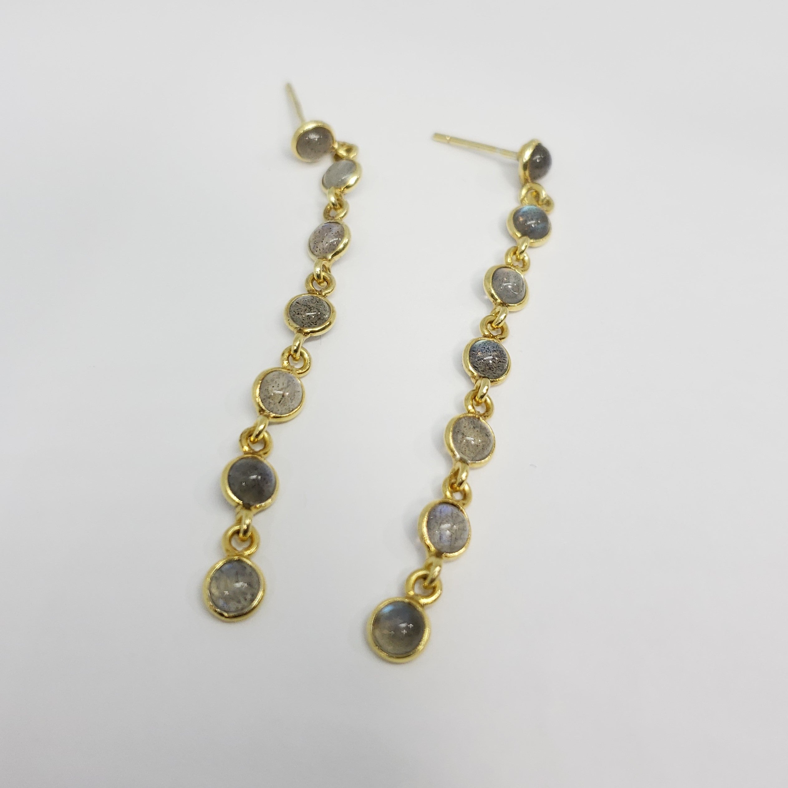 Malagasy Labradorite 14K YG Over Sterling Silver Line Drop Earrings TGW 3.50 cts. - Houzz of DVA Boutique