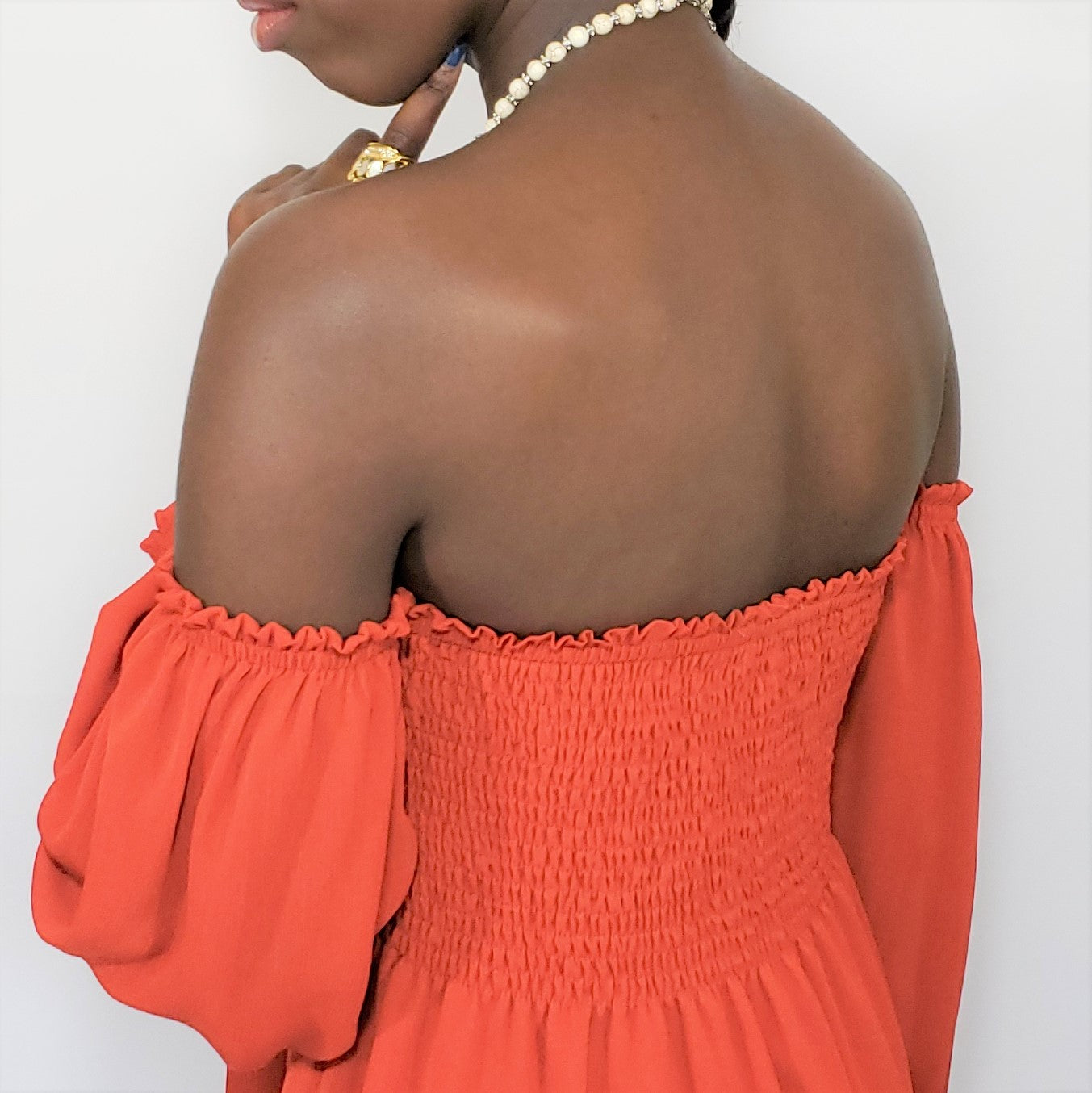 Irresistible Me Burnt Orange Off the Shoulder Dress - Houzz of DVA Boutique