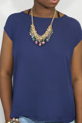 One to Own Multi Color Peach Magic Glass Bib Style Necklace - Houzz of DVA Boutique