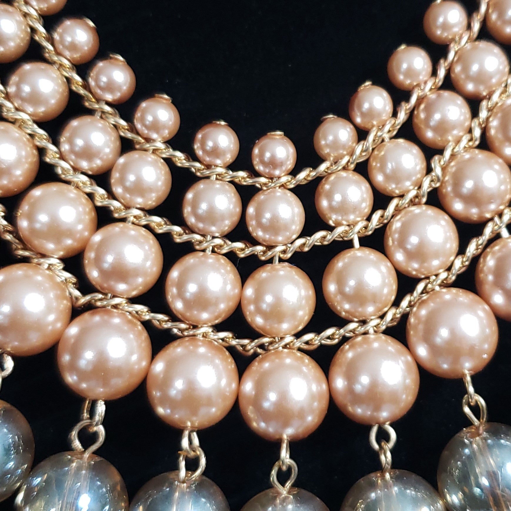 Isn’t she Lovely Simulated Champagne Chroma Pearl Champagne Glass Rosetone Necklace (20 in) - Houzz of DVA Boutique