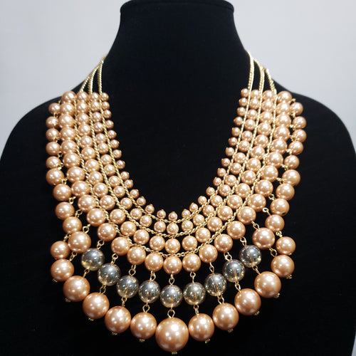 Isn’t she Lovely Simulated Champagne Chroma Pearl Champagne Glass Rosetone Necklace (20 in) - Houzz of DVA Boutique