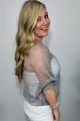 GIGI Iridescent Crochet Top in Silver - Houzz of DVA Boutique