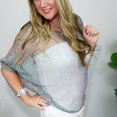 GIGI Iridescent Crochet Top in Silver - Houzz of DVA Boutique