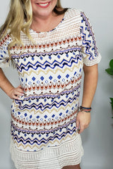 Neka Lace Trim Multi Color Tunic Dress - Houzz of DVA Boutique