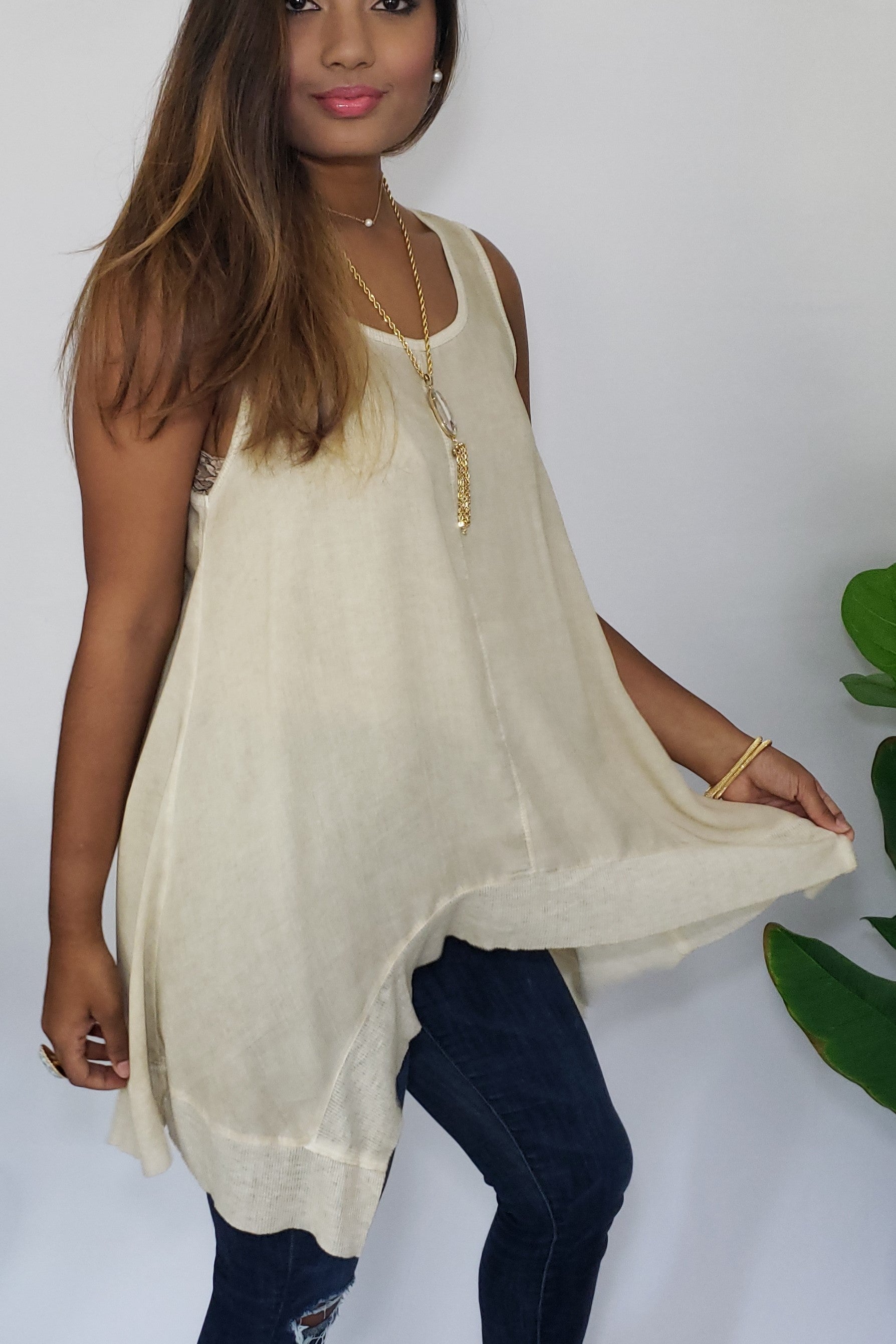 Celia- Was- Here Tank in Neutral Taupe - Houzz of DVA Boutique