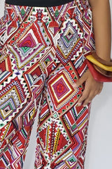 Tobin Tribal Print Palazzo Pants in Burgundy Multi - Houzz of DVA Boutique