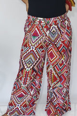 Tobin Tribal Print Palazzo Pants in Burgundy Multi - Houzz of DVA Boutique