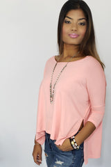 Monica She Candoit Sweet & Comfy T-Shirt in Bright Peach - Houzz of DVA Boutique