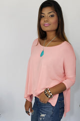 Monica She Candoit Sweet & Comfy T-Shirt in Bright Peach - Houzz of DVA Boutique