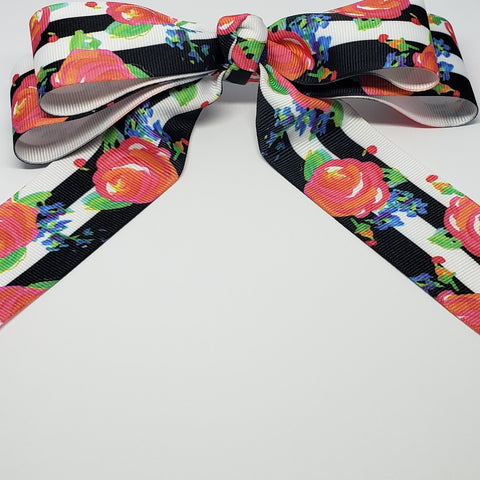 Cassidy-Dior Uniform Cheer Style Bow in Black, White & Red
