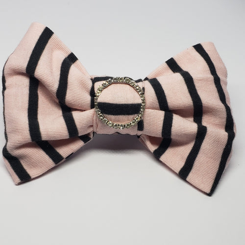 Sophia-Lynn Fancy Rhinestone Buckle Hair Bow in Pink & Black - Houzz of DVA Boutique