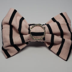 Sophia-Lynn Fancy Rhinestone Buckle Hair Bow in Pink & Black - Houzz of DVA Boutique