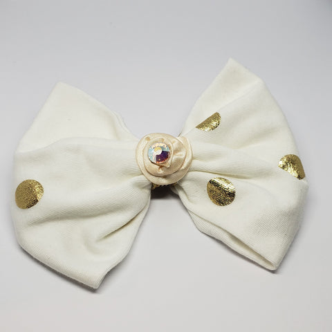 Zoe` Hairclip in Navy & White Flower Detail