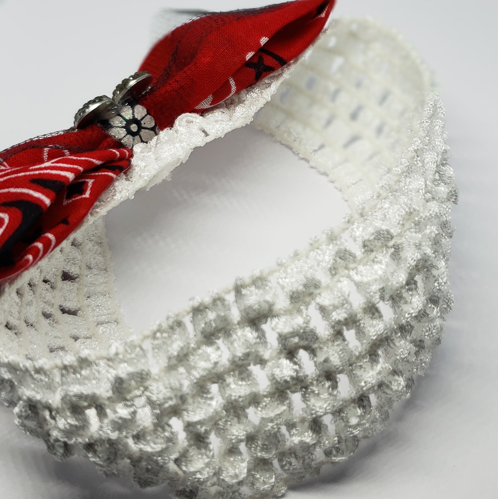 Cassidy-Dior Baby Swarovski Bandanna Crochet Headband in Red Black & White - Houzz of DVA Boutique