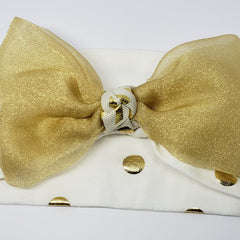 Kelsea Gold Rush Stretch Headband in Cream & Gold Foil - Houzz of DVA Boutique