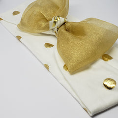 Kelsea Gold Rush Stretch Headband in Cream & Gold Foil - Houzz of DVA Boutique