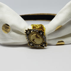 N-Zala Cream & Gold Cameo Headband - Houzz of DVA Boutique