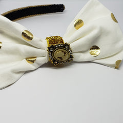 N-Zala Cream & Gold Cameo Headband - Houzz of DVA Boutique