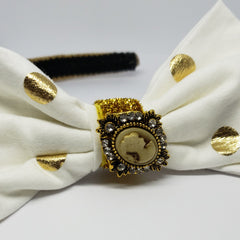 N-Zala Cream & Gold Cameo Headband - Houzz of DVA Boutique