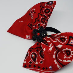 Erica Fancy Swarovski Bandanna Hair Bow in Red, Black & White - Houzz of DVA Boutique