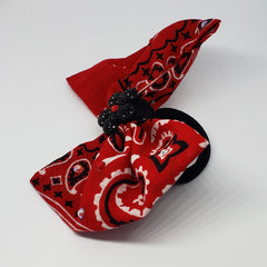 Erica Fancy Swarovski Bandanna Hair Bow in Red, Black & White - Houzz of DVA Boutique