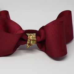 Sophia-Lynn Uniform Bow in Maroon & Cream Plaid Detail - Houzz of DVA Boutique