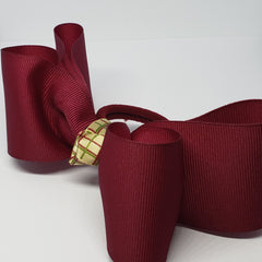 Sophia-Lynn Uniform Bow in Maroon & Cream Plaid Detail - Houzz of DVA Boutique